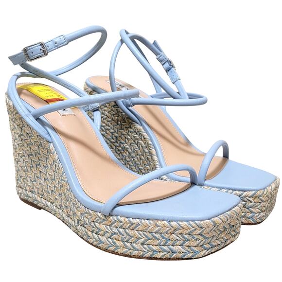 Steve Madden Women Unify Espadrille Wedge Strappy Sandal Size US 9M Light Blue - Picture 1 of 4
